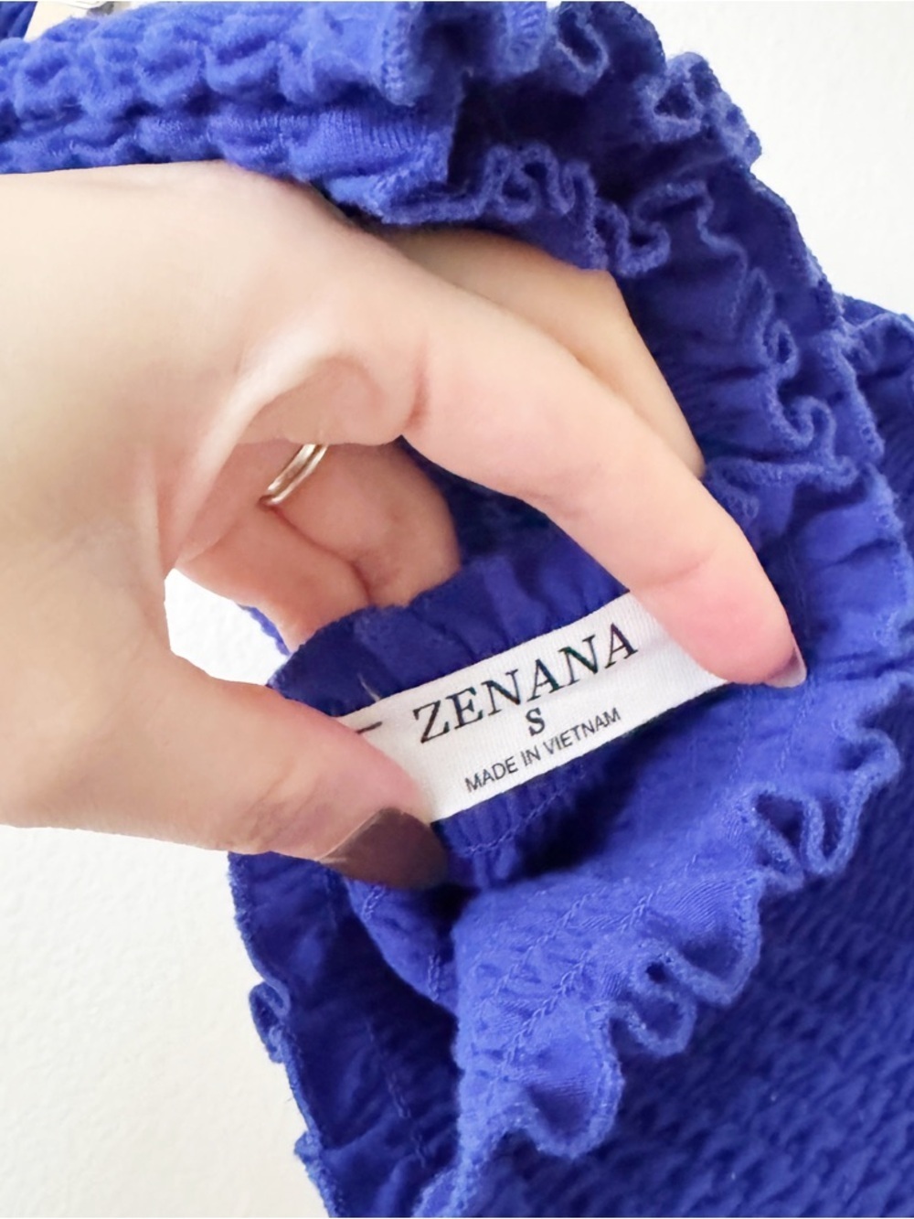 Zenana Outfitters Royal Blue Smocked Strapless Set small - Picture 2 of 4